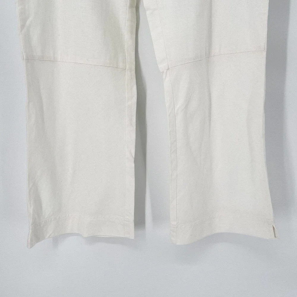 J.Jill Linen Straight Pants Sz 14 White Seamed High Rise Flat Front Pockets‎ NWT